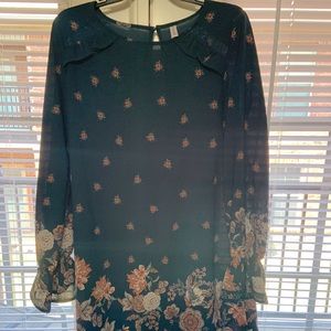 Blue Floral Tunic Dress, Size M